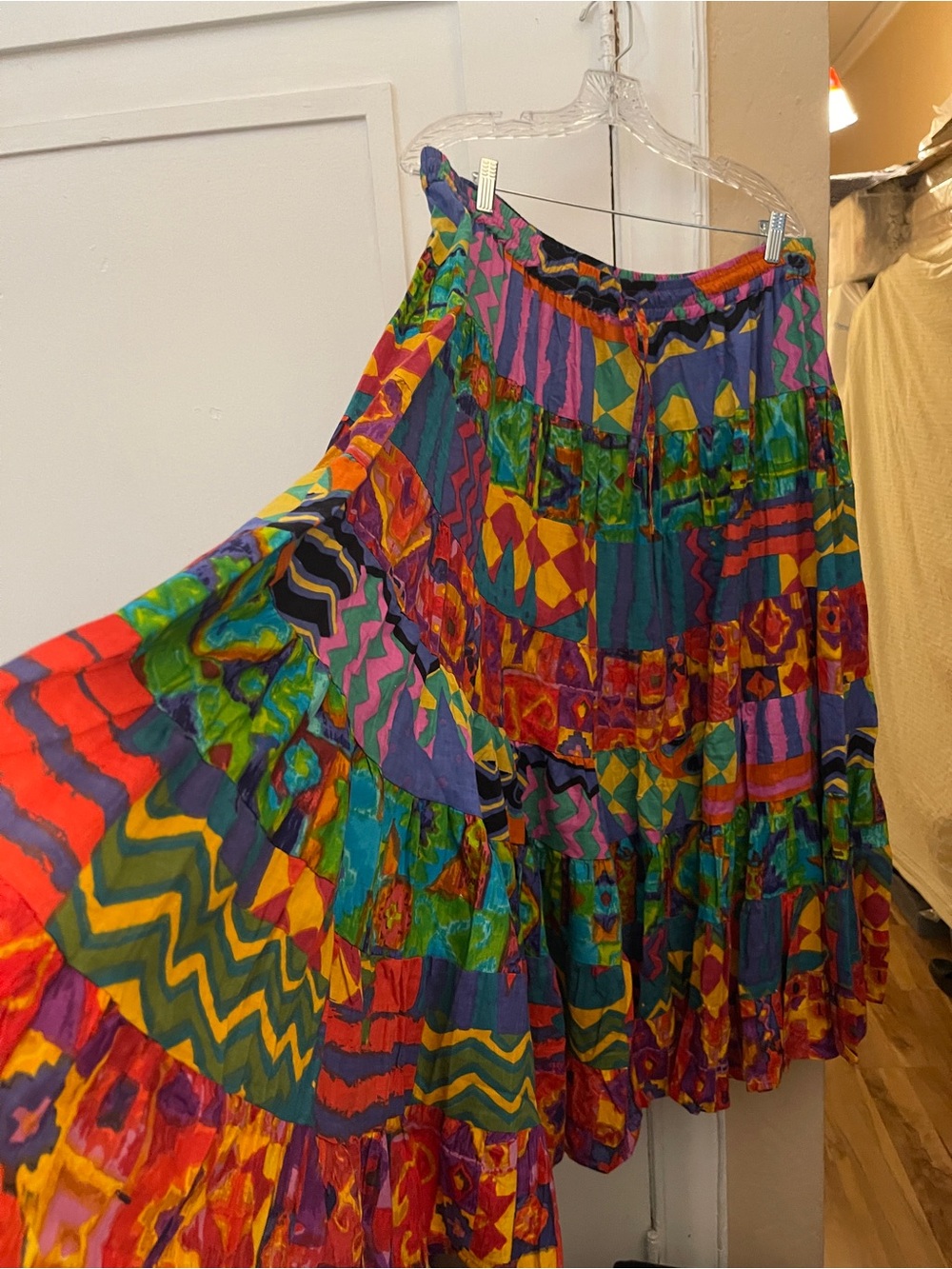 Papillon Blanc Multicolor Patchwork A-Line Maxi Skirt (fits most: S - 2XL).
